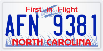 NC license plate AFN9381