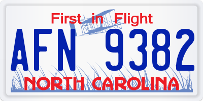 NC license plate AFN9382