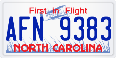 NC license plate AFN9383