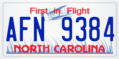 NC license plate AFN9384