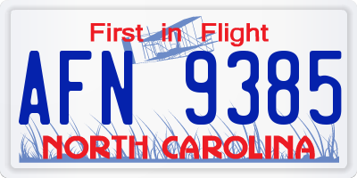 NC license plate AFN9385