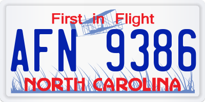 NC license plate AFN9386