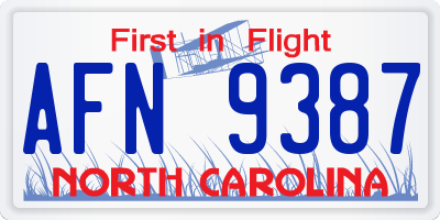 NC license plate AFN9387