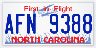NC license plate AFN9388