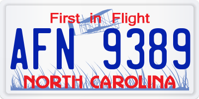 NC license plate AFN9389