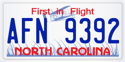 NC license plate AFN9392
