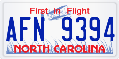 NC license plate AFN9394