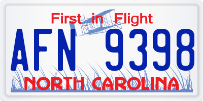 NC license plate AFN9398