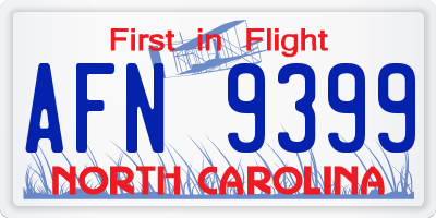 NC license plate AFN9399