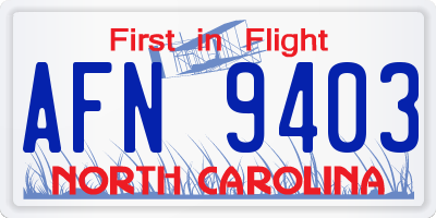 NC license plate AFN9403