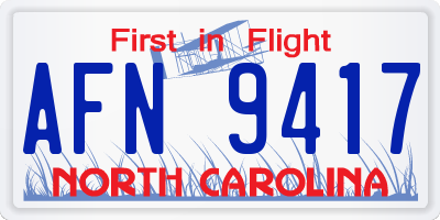 NC license plate AFN9417