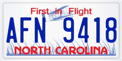 NC license plate AFN9418