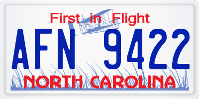 NC license plate AFN9422