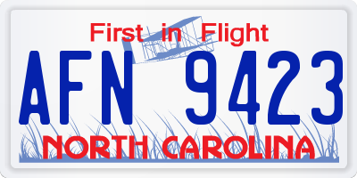 NC license plate AFN9423