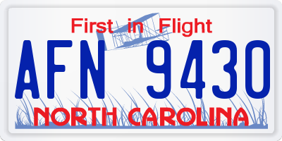 NC license plate AFN9430