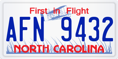 NC license plate AFN9432