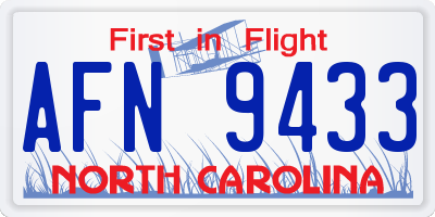 NC license plate AFN9433