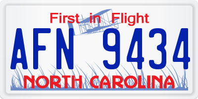 NC license plate AFN9434