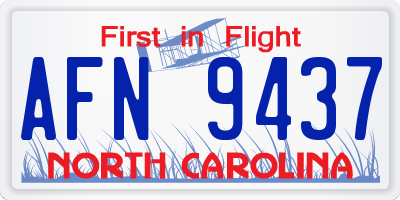 NC license plate AFN9437