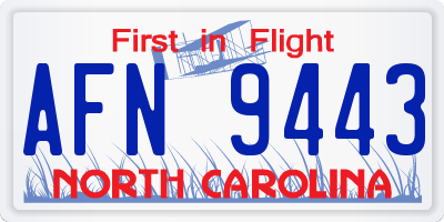 NC license plate AFN9443