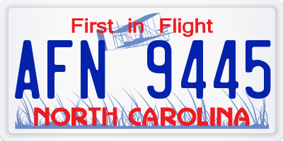 NC license plate AFN9445