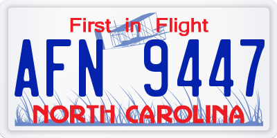 NC license plate AFN9447