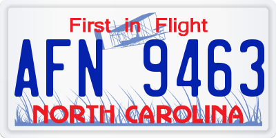 NC license plate AFN9463