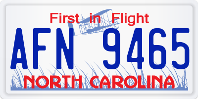NC license plate AFN9465