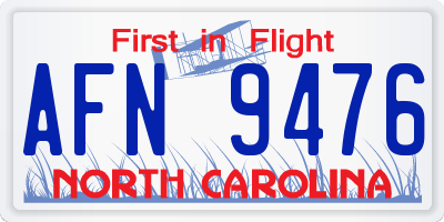 NC license plate AFN9476