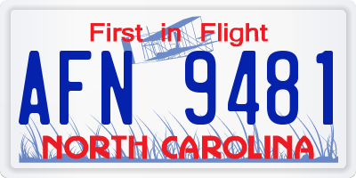 NC license plate AFN9481