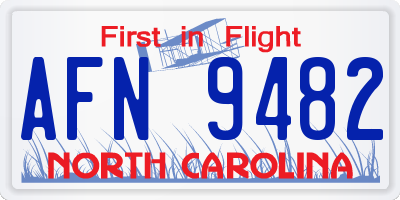 NC license plate AFN9482