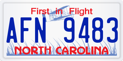 NC license plate AFN9483