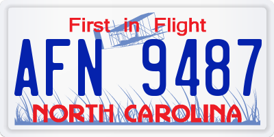 NC license plate AFN9487