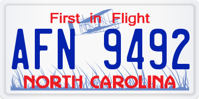 NC license plate AFN9492