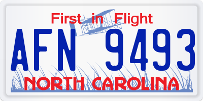 NC license plate AFN9493