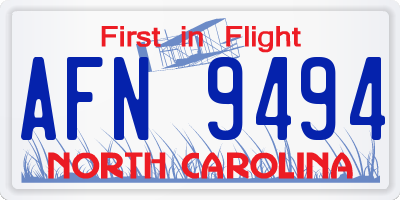 NC license plate AFN9494