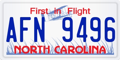 NC license plate AFN9496