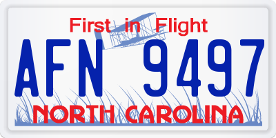 NC license plate AFN9497