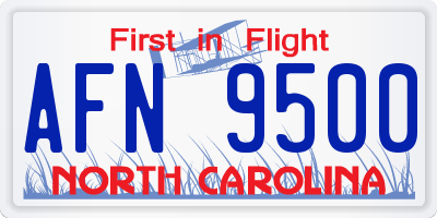 NC license plate AFN9500