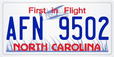 NC license plate AFN9502