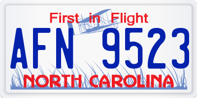 NC license plate AFN9523