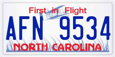 NC license plate AFN9534