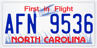 NC license plate AFN9536