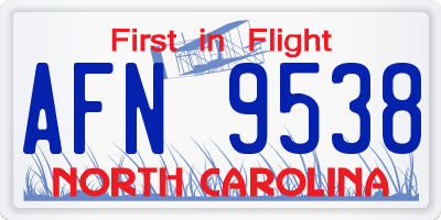 NC license plate AFN9538