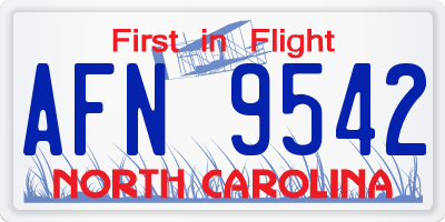 NC license plate AFN9542