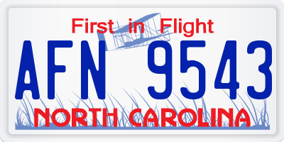 NC license plate AFN9543