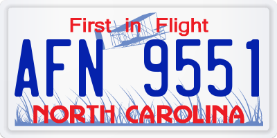 NC license plate AFN9551