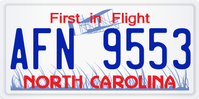 NC license plate AFN9553