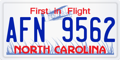 NC license plate AFN9562
