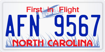 NC license plate AFN9567
